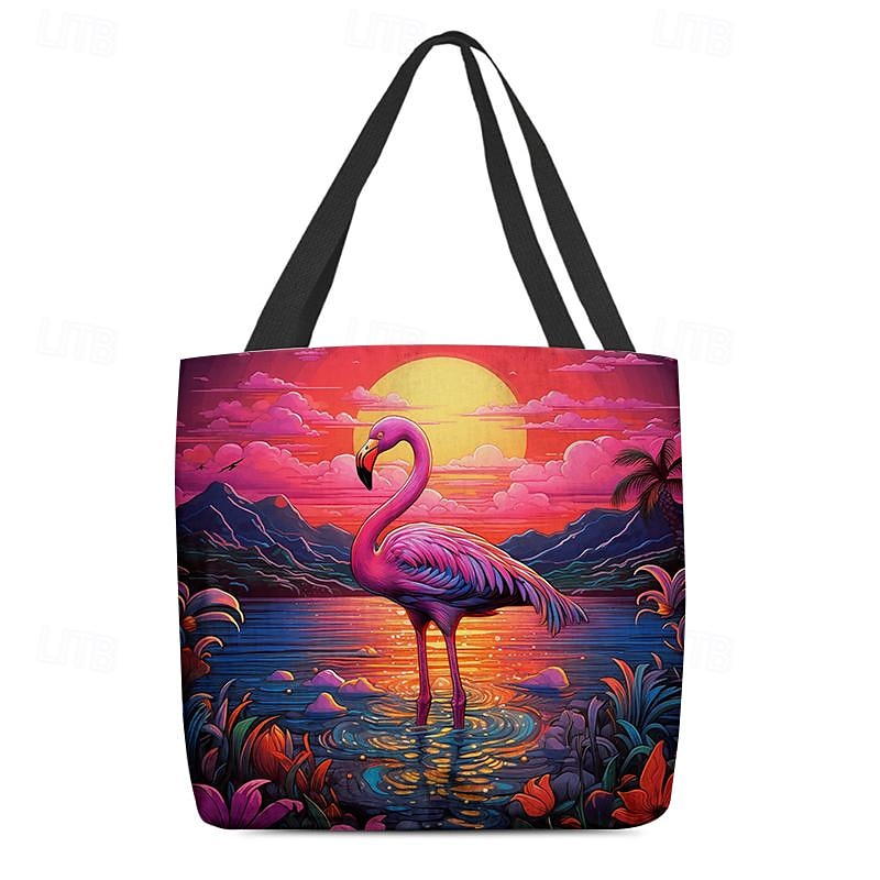 Mujer Bolso Tote Bolsa de hombro Bolsa de lona Poliéster De Compras Diario Festivos Impresión Gran Capacidad Plegable Ligero Flamenco Rojo claro Azul Fucsia 2025 - $19.99 –P9