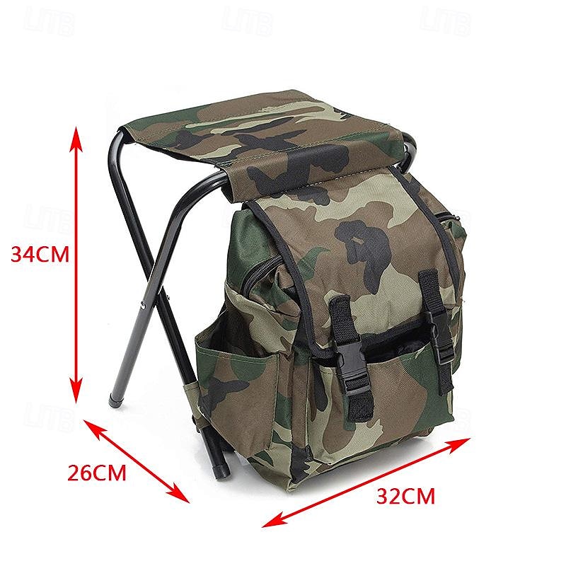 Klapp-Campingstuhl zusammenklappbarer Hocker-Rucksack Mini-Klappstuhl für den Außenbereich tragbare Sitz- und Tischtasche für Indoor-Angeln Outdoor-Reisen Wandern Strand BBQ (Tarnmuster) 2025 - $25.99 –P2
