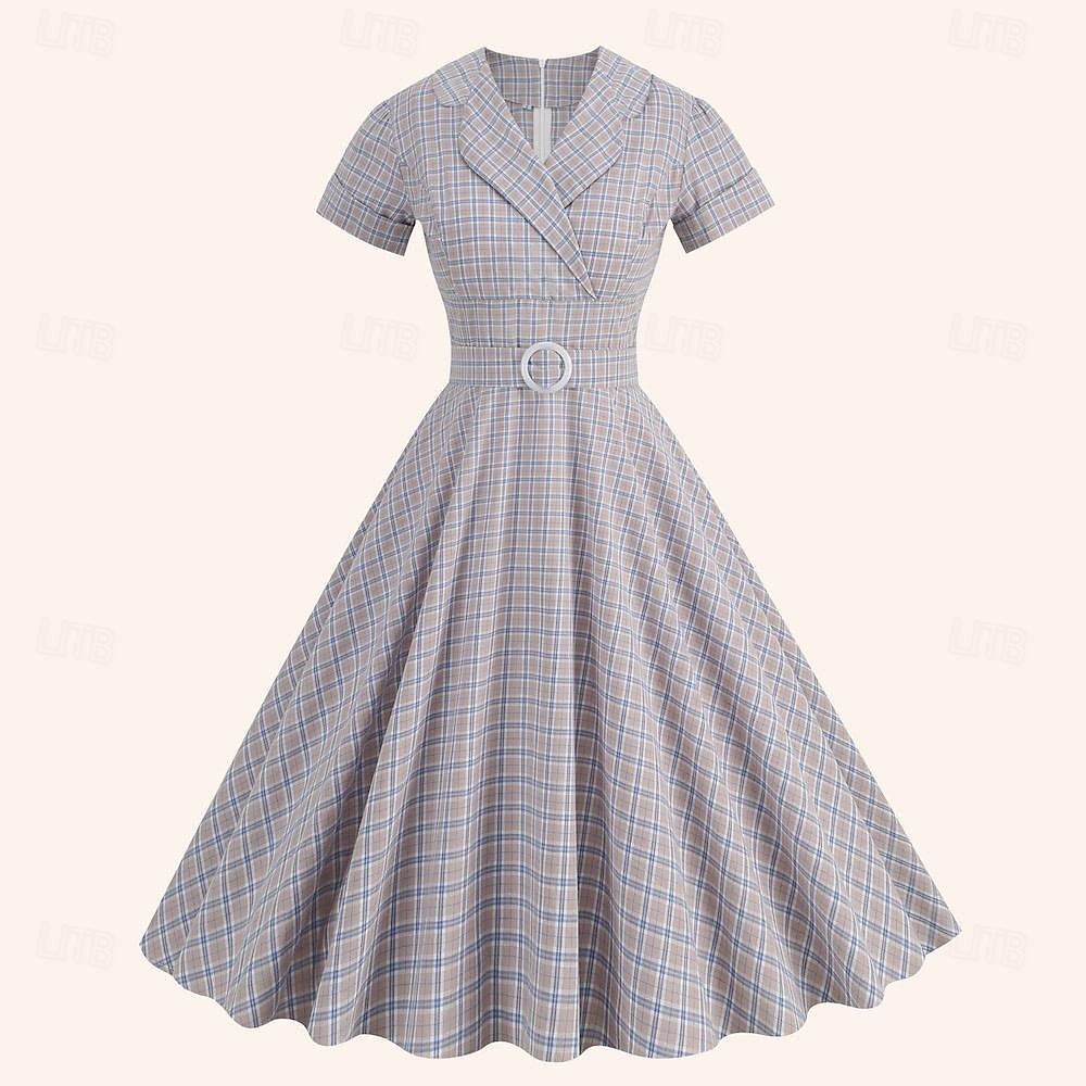 Retró 1950-es Rockabilly Déli Ruhák Swing ruha Flare ruha Kockás Tarkán szőtt pamutszövet Női Álarcos mulatság Álarcos mulatság Randi Lánybúcsú Felnőttek Ruha Hazatérő ruhák Tavaszi nyár 2025 - $38.99 –P2