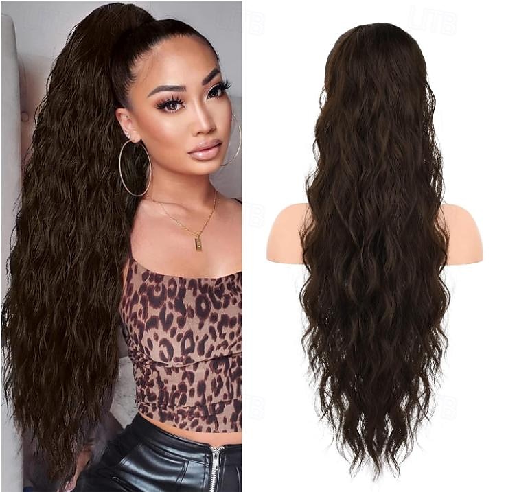 extension de queue de cheval avec cordon de serrage eva long et épais clip ondulé dans les extensions de cheveux queue de cheval postiche synthétique douce naturelle pour femmes de 2025 ? $14.49 –P11