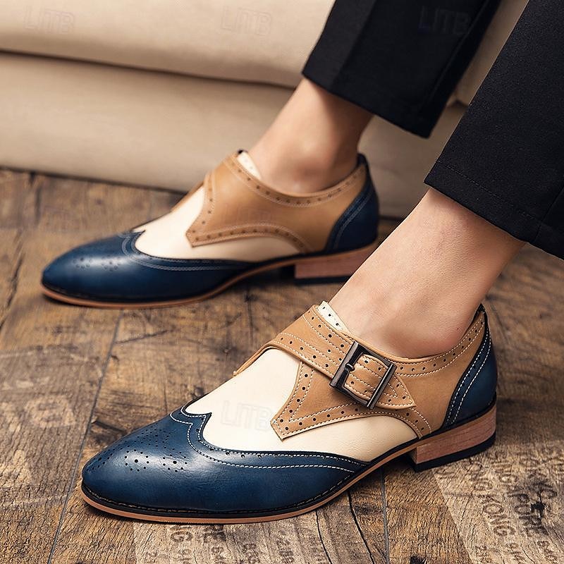 Men's Oxfords Retro Formal Shoes Walking Casual Daily Leather Comfortable Booties / Ankle Boots Loafer Red Blue Brown Spring Fall 2025 - $59.99 –P2