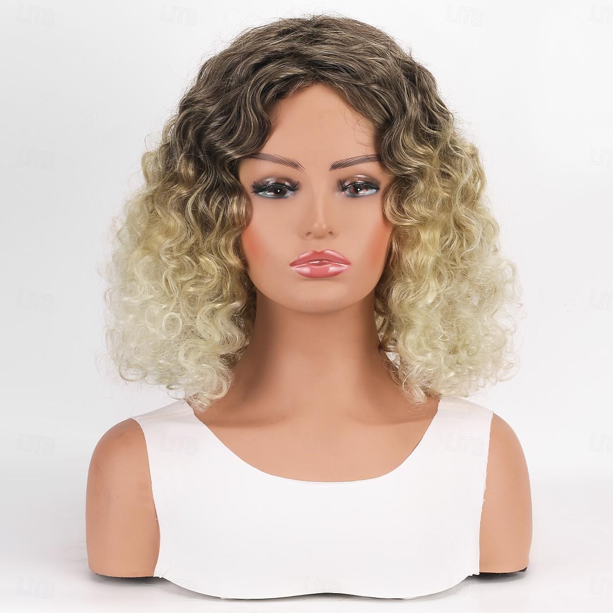 شقراء الباروكات للنساء شقراء غريب مجعد شعر مستعار الأفرو أمريكان الباروكات الاصطناعية شعر مستعار ناعم للأزياء النساء أومبير الباروكات 2025 - $22.99 –P8