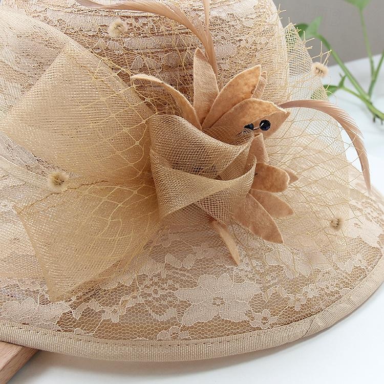 Fascinators Hats Headwear Organza Bucket Hat Straw Hat Sun Hat Wedding Casual Holiday Tea Party Beach Elegant Vintage With Feather Bows Headpiece Headwear 2025 - $31.99 –P1