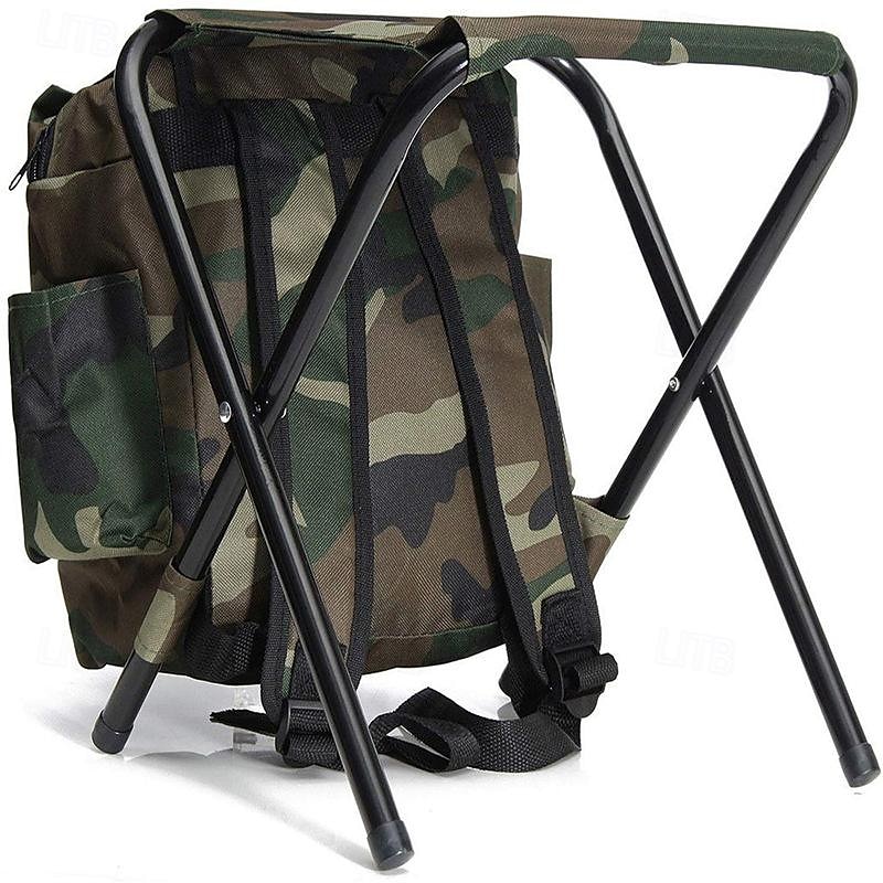 Klapp-Campingstuhl zusammenklappbarer Hocker-Rucksack Mini-Klappstuhl für den Außenbereich tragbare Sitz- und Tischtasche für Indoor-Angeln Outdoor-Reisen Wandern Strand BBQ (Tarnmuster) 2025 - $25.99 –P3