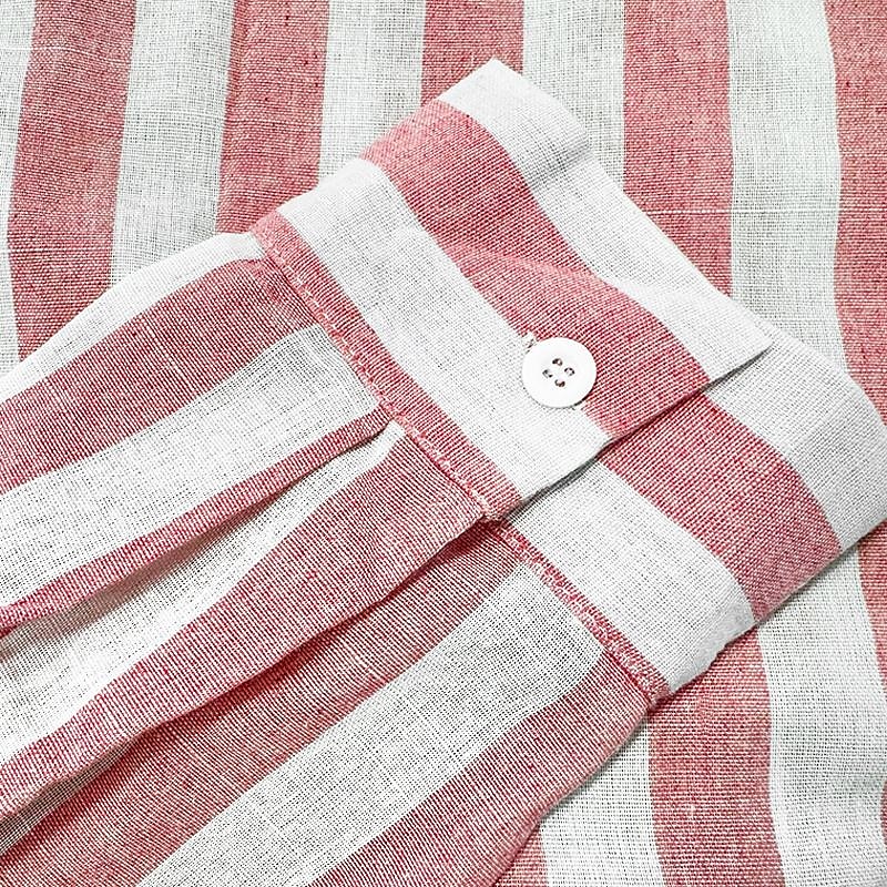 Herren Hemd Leinenhemd Sommerhemd Freizeithemd Strandhemd Knopfhemd Gestreift Urlaub Ferien Schwarz Gelb Rosa Rot Langarm Umlegekragen Frühling & Herbst Bekleidung Button-Down 2025 - $28.99 –P9