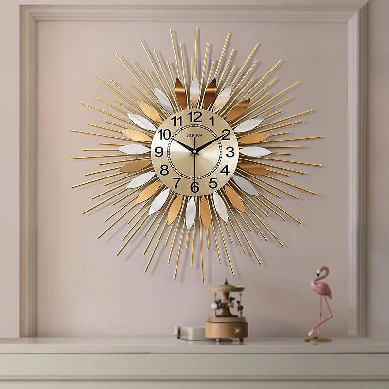 velké nástěnné hodiny kovové dekorativní 58cm tarburst nástěnné hodiny, moderní tiché nástěnné hodiny, nástroje z poloviny století satelitní kovové nástěnné hodiny, velká starburst dekorace pro 2025 - $92.99 –P2