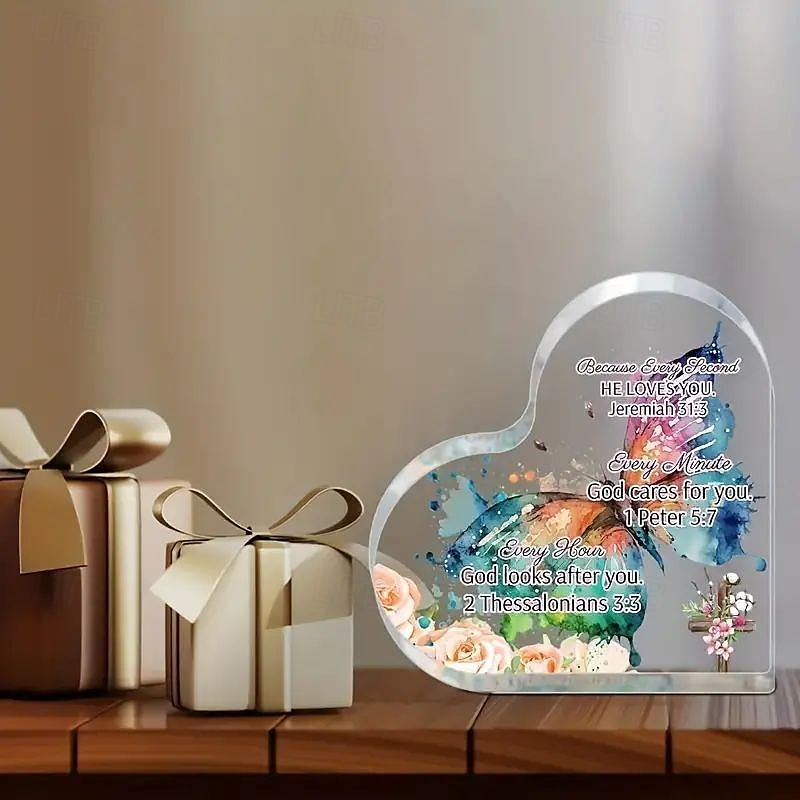 Placca a cuore in acrilico Regali cristiani per donne uomini Fede Natale Fermacarte in acrilico Regali religiosi di ispirazione Decorazioni per la casa Decorazioni per la camera Decorazioni per la del 2025 a €8.35 –P3