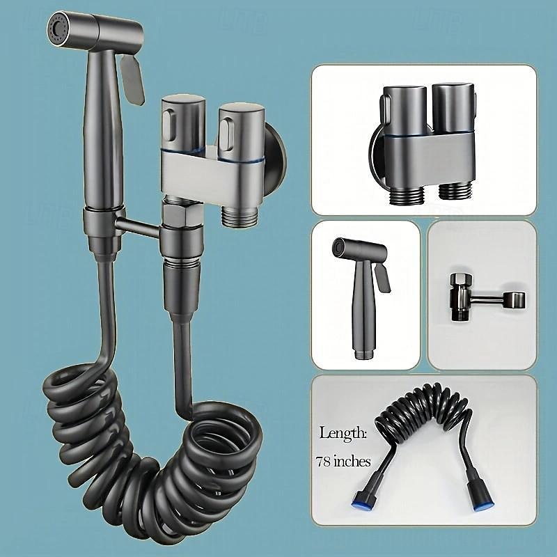 spruzzatore per rubinetto per bidet manuale per WC set per bidet pistola spruzzatrice spray per WC per bagno soffione doccia autopulente (con tubo di prolunga da 78 pollici e valvola ad angolo a del 2025 a $33.99 –P4