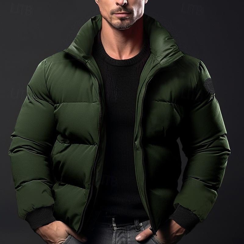 Per uomo Cappotto invernale Giacca invernale Piumino Cerniera Tasche Poliestere Tasche Esterno Appuntamento Casual / quotidiano Standard Di tendenza Informale Tenere al caldo Antivento Inverno Liscio del 2026 a $34.99 –P2