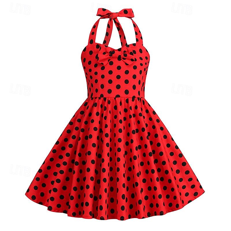Retro 50. léta Rockabilly Šaty Houpací šaty Puntíky Dívčí Karneval Plesová maškaráda Denní nošení loučení se svobodou nevěsty Dětské Šaty 2025 - $27.99 –P10