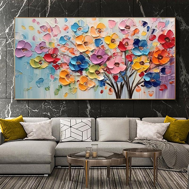Großes Pflaumenblüten-Ölgemälde, handgemalte rosa Blumen, Leinwand-Wandkunst, dicke Textur, Palettenmesser-Gemälde, Nachttisch-Kunst, Jubiläumsgeschenk, Heimdekoration 2025 - $125.99 –P13