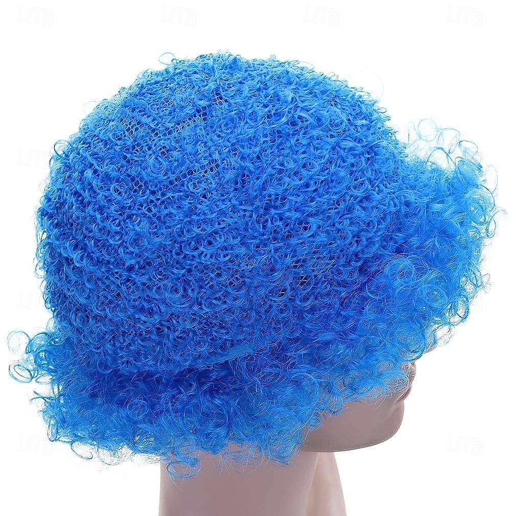 bolyhos afro szintetikus bohóc paróka férfiaknak női cosplay anime party karácsonyi karnevál díszes vicces parókák kék 2025 - $18.49 –P6