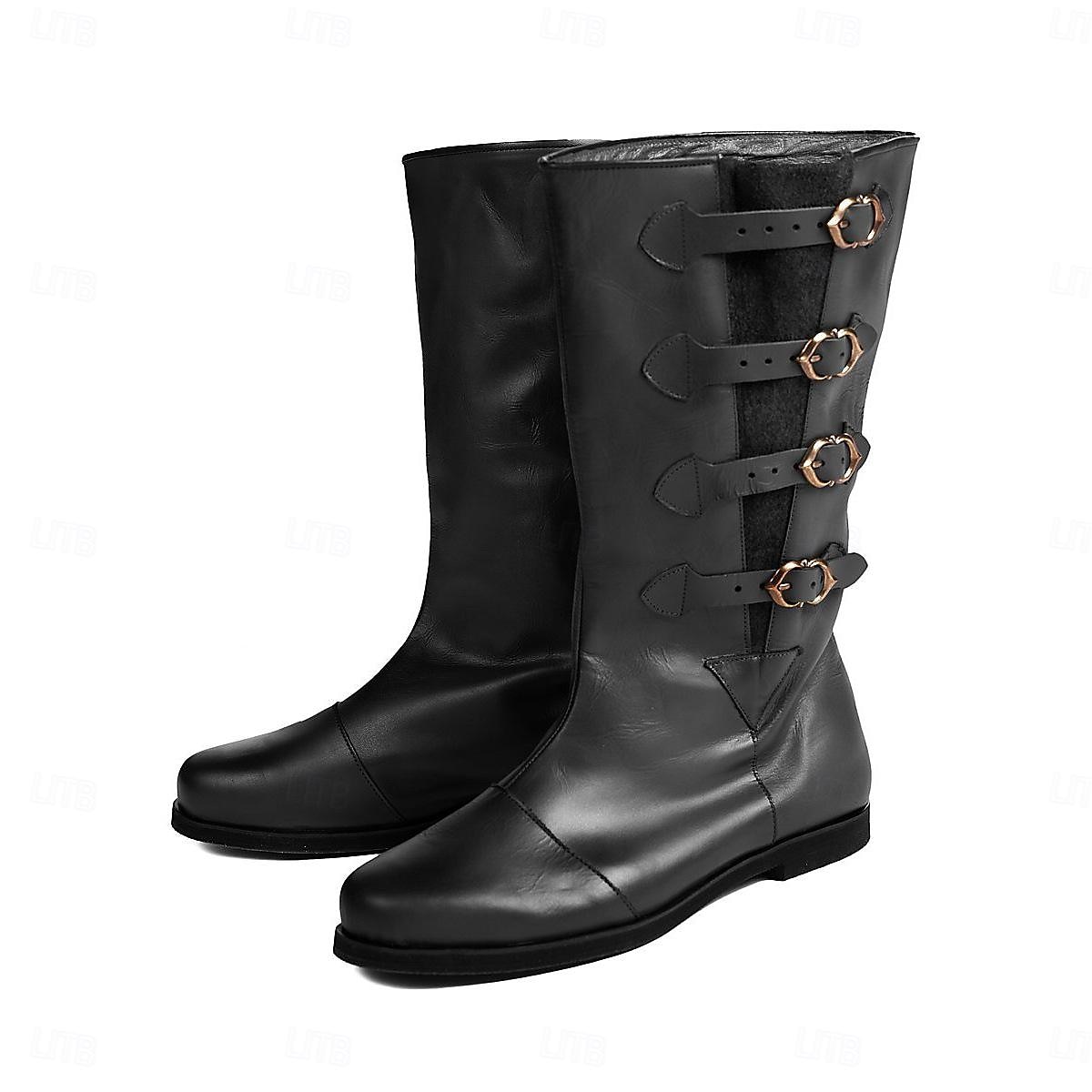 Retro Vintage mittelalterliche Renaissance-Schuhe, flache Jazz-Stiefel, Pirat, Ritter, Ritter, Herren, Unisex, Halloween, Event/Party, Maskerade-Schuhe, ausgefallene mittelalterliche Stiefel 2026 - $51.99 –P6
