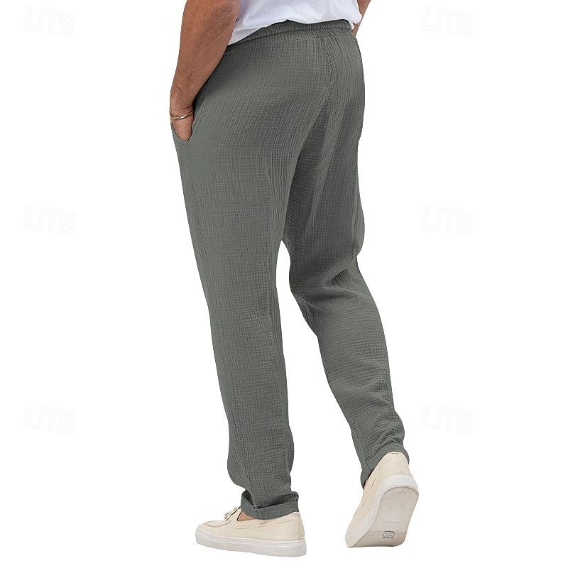 Pánské Kalhoty Plážové šortky Kalhoty pro volný čas Kalhoty Seersucker Šňůrky Elastický pas Straight-Leg Bez vzoru Pohodlné Prodyšné Denní Dovolená Streetwear Módní Na běžné nošení Černá Bílá 2025 - $20.99 –P13