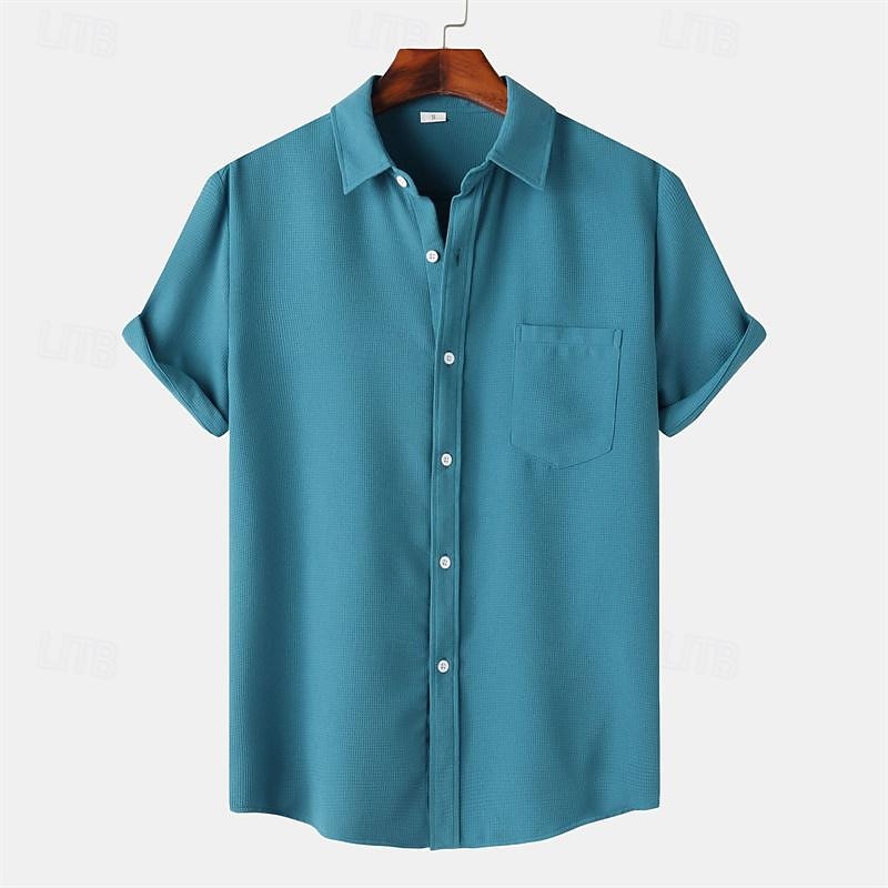 Per uomo Camicia Camicia Estiva Camicia casual Camicia da Spiaggia Camicia con Bottoni Bianco Verde chiaro Blu marino Blu Viola Manica Corta Semplice Bavero Vacanza Camicia hawaiana Tasca del 2026 a $27.99 –P19