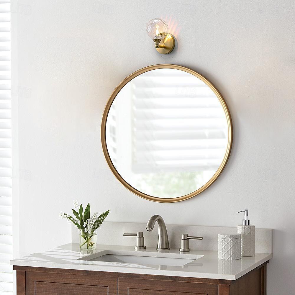lampada da toeletta per interni 1/2/3/4 luce lampada da toeletta per bagno, lampade da bagno su specchio lampada da bagno dorata con paralume in vetro trasparente del 2025 a $210.89 –P1