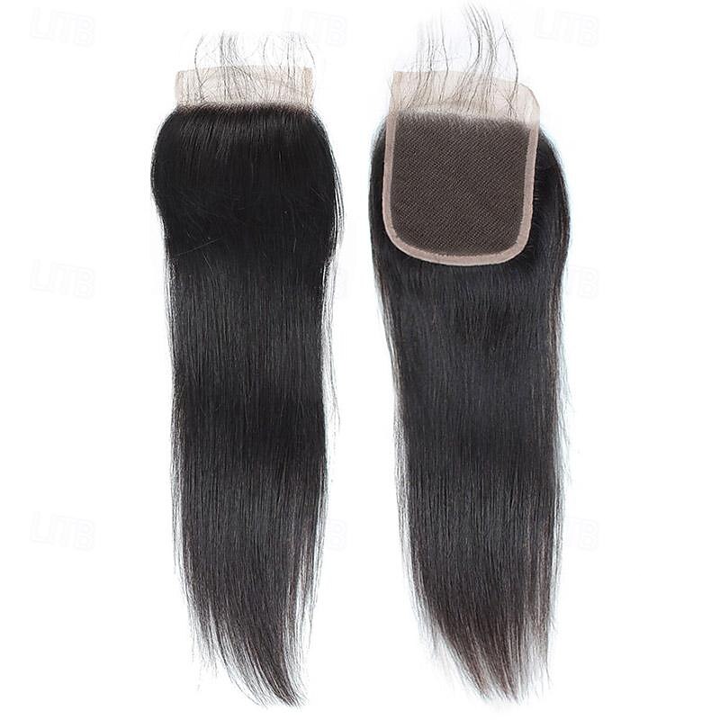 knochenglatte Echthaarbündel mit Verschluss, 4x4-Spitzenverschlüsse mit Bündeln, brasilianische Haarwebartbündel mit Verschluss, Remy-Haar 2025 - $206.89 –P8