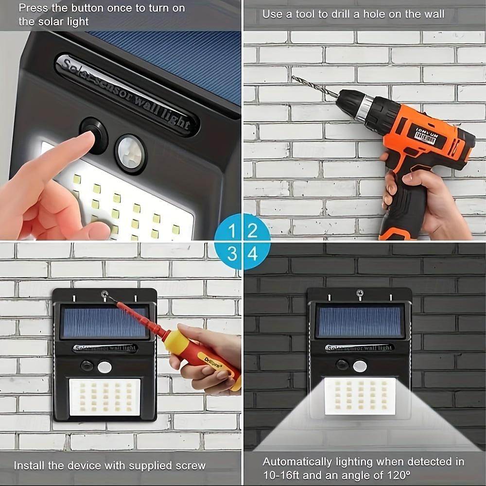 Solar Motion Sensor Wall Light 20LEDs Tri-operating Modes IP65 Waterproof Outdoor Light for Yard Garden Fence Garage 2025 - $11.49 –P10