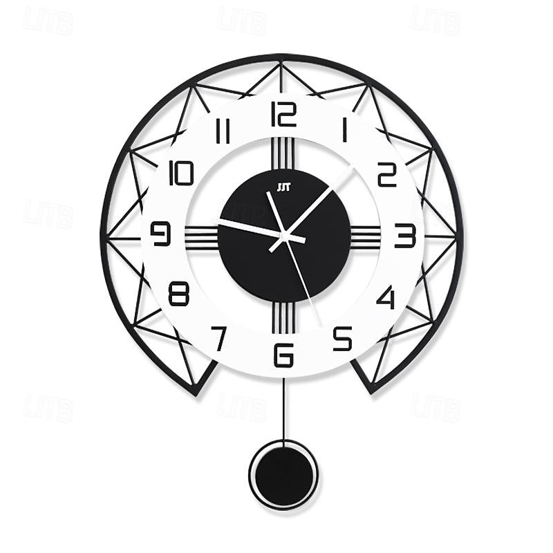 Black&White Modern Wall Clock 3D Hollow Design Pendulum Silent Metal Pointer Display Round Hanging Clock Living Room Wall Decor 35 43 50 cm 2025 - $75.99 –P7