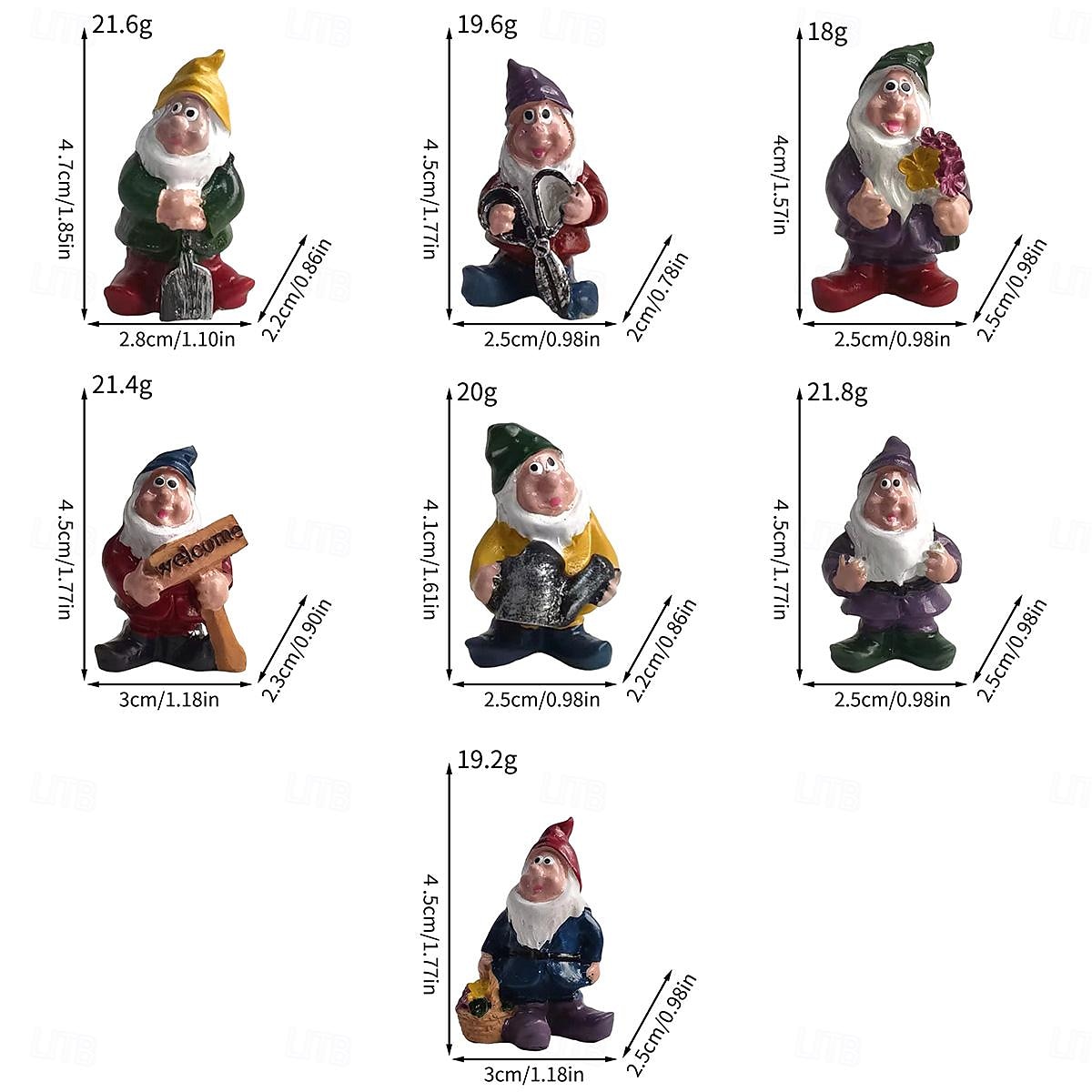 conjunto de siete figuras enanas: decoración del hogar y el jardín, perfectas para decoración de macetas, colección de artesanía de resina 2025 - $17.99 –P4