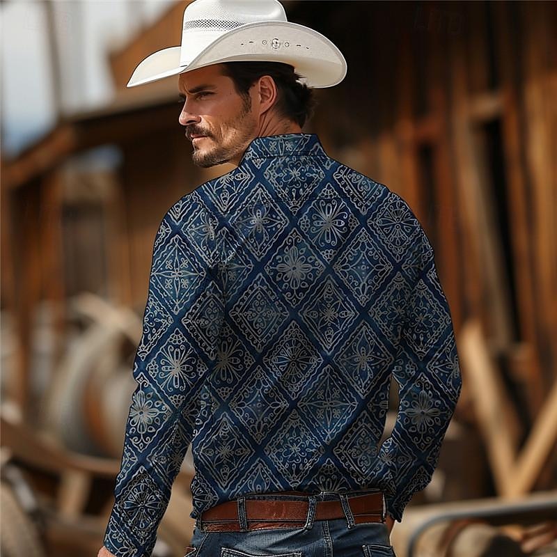 Per uomo Azteco Tribale Etico / africano Camicia Western Camicia da cowboy Manica Lunga Vintage Stile Western Tribale All'aperto Vacanza Corsa di Cavalli Primavera & Estate Collo ripiegato Stampato del 2026 a $35.99 –P2