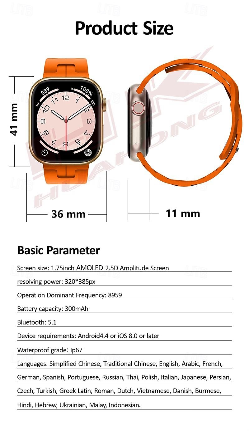 2025年 HK9 mini スマートウォッチ 1.75 インチ スマート·ウォッチ ブルートゥース ECG + PPG 歩数計 着信通知 と互換性があります Android iOS キッズ 女性 長時間スタンバイ ハンドフリーコール 防水 IP68 36mmの時計ケース コレクション – $46.99 –P11