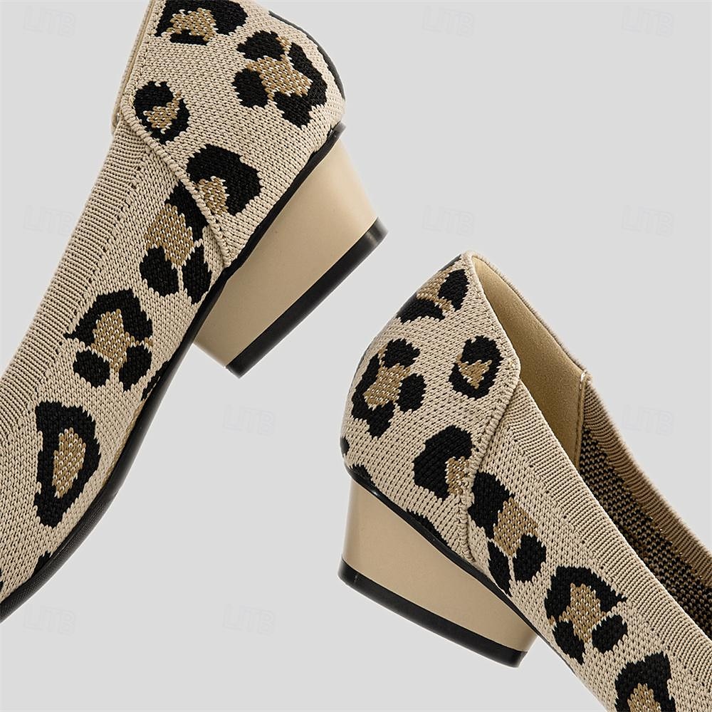 Femme Chaussures à Talons Grandes Tailles Chaussures Flyknit Extérieur Travail du quotidien Léopard Talon hétérotypique Bout pointu Classique Décontractées Confort Marche Tricot Mocassins Léopard de 2025 ? $34.99 –P9