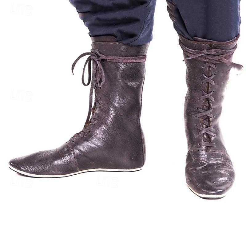 sapatos retrô vintage medievais renascentistas botas planas de jazz pirata cavaleiro ritter masculino unissex evento de halloween/festa sapatos de máscaras botas medievais extravagantes de 2025 por $51.99 –P3