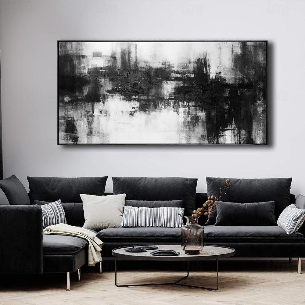 Handgefertigtes Ölgemälde auf Leinwand, Wandkunst, Dekoration, schwarz-weiß, modernes, einfaches, handgemaltes, abstraktes, dekoratives Bild für Zuhause, Wohnzimmer, gerolltes, rahmenloses, 2026 - $89.99 –P3
