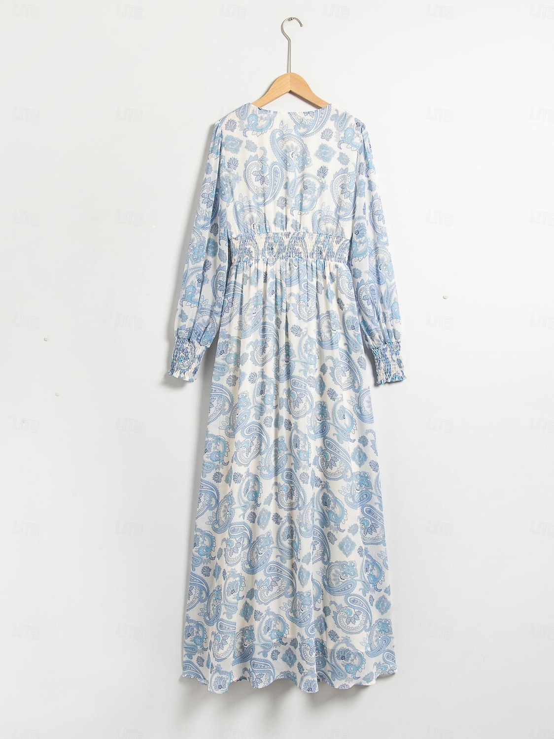 šifon svatební host paisley print elastický pas maxi šaty 2025 - $82.99 –P2