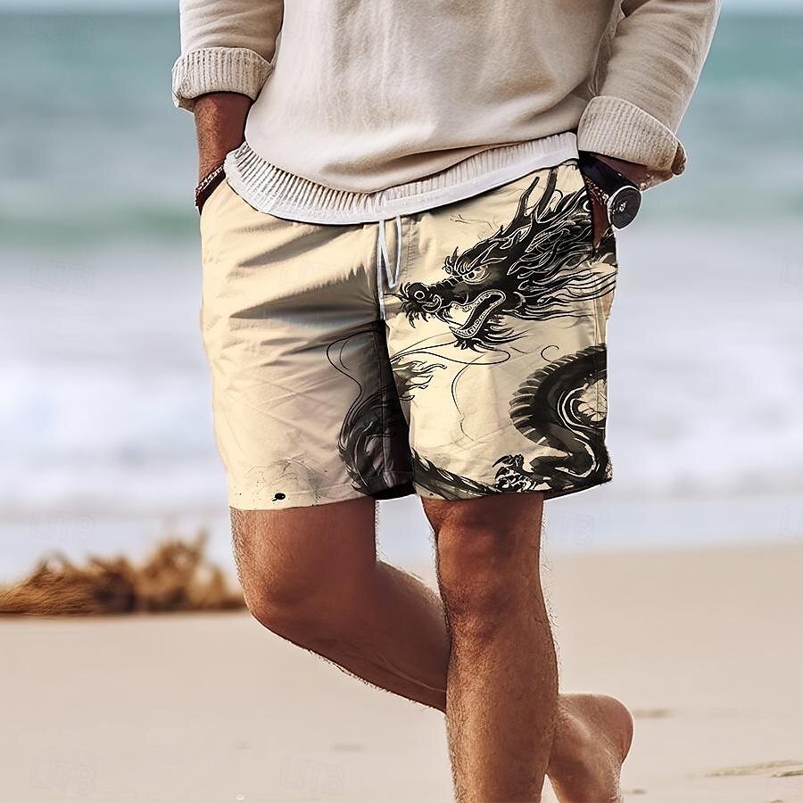 Homens Dragão Calção Justo de Natação Shorts de Natação Bermuda de Surf Cintura Média Férias Havaiana Estilo resort Férias Feriado Praia Com Cordão com forro de malha Cintura elástica Designer Roupa de 2025 por $17.99 –P1