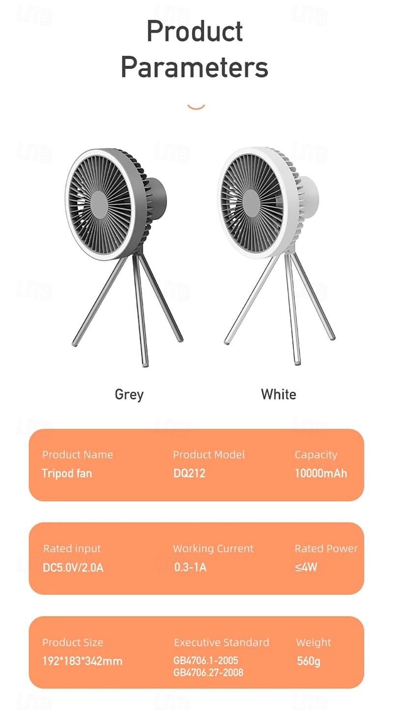 Portable Camping Fan – Rechargeable Battery Operated USB Fan with LED Light and Hook for Tent, Outdoor, Emergency Use 2025 - $48.99 –P11