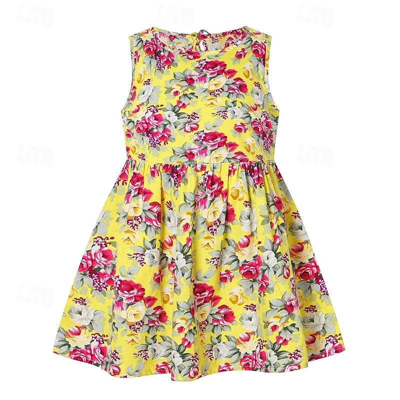 Copii Fete Rochie Grafic Fără manșon Oficial În aer liber Petrecere Modă Drăguţ Nailon Vară Primăvară 4 ani + 8011A-75 floare bogată roz 8011A-73 decal roșu 8011A-74 autocolant albastru 2025 - $8.49 –P7