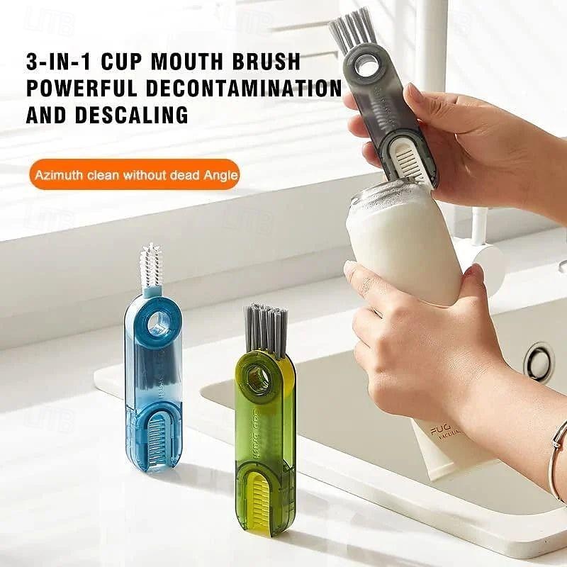 Set di spazzole per la pulizia degli spazi vuoti del coperchio della tazza 3 in 1, strumenti multifunzionali per la pulizia delle bottiglie isolanti, detergente multiuso per portabicchieri in silicone del 2025 a $8.99 –P2