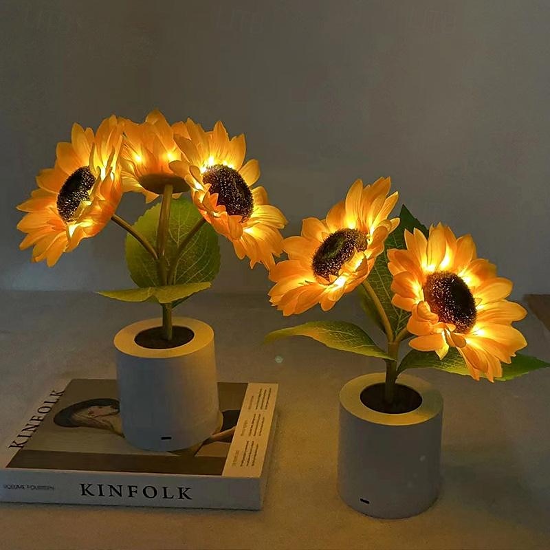 Luz noturna de girassol artificial artesanal, excelente artesanato, luz noturna para quarto, sala de estar, hotel, varanda de 2025 por $37.99 –P8