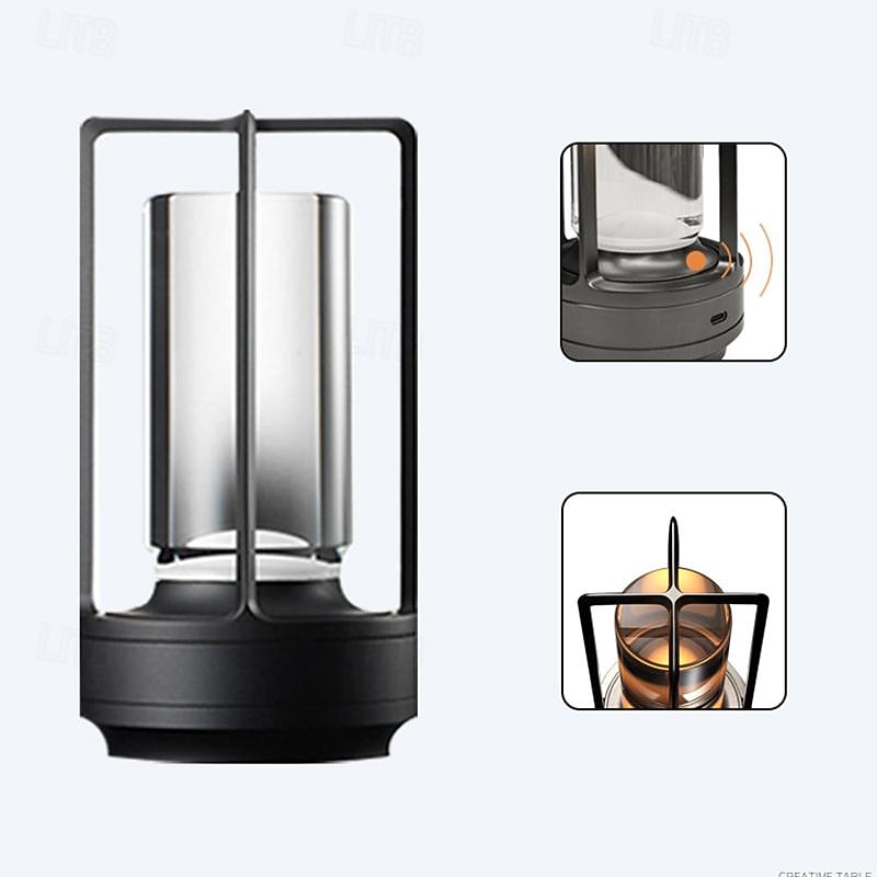 Lampada ricaricabile in alluminio Touch Dimming a 3 colori Camera da letto interna Soggiorno Atmosfera Luce Lampada da campeggio esterna tipo C del 2025 a $52.99 –P2