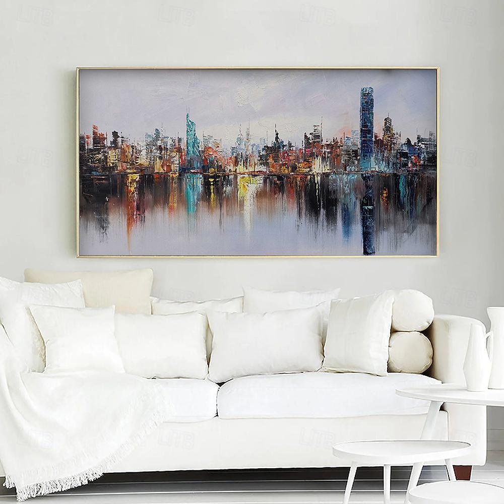 velké new york city krajinomalba ručně malované velké městské umění malba městské nástěnné umění ruční práce new york wall art city art malba ručně malovaná městská malba 2025 - $61.99 –P3
