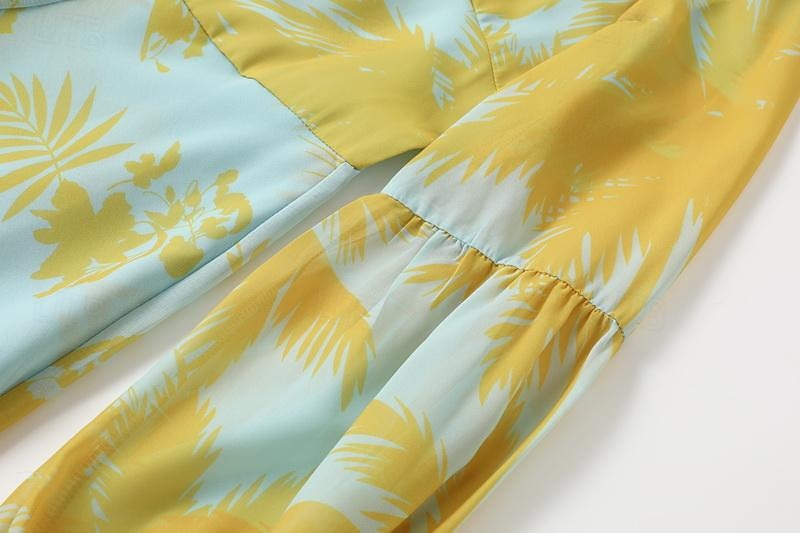 Robe balançoire femme boho robe longue robe maxi robe bleu jaune vert clair floral à lacets manches lanterne printemps été robe profonde v ourlet irrégulier week-end coupe ample 2023 s m l xl xxl de 2025 ? $40.99 –P5