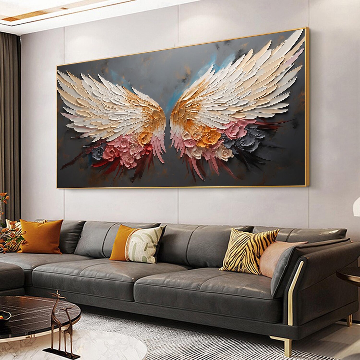 Handmade Original wing Oil Painting On Canvas Wall Art Decor Abstract Minimalist golden Painting for Home Decor With Stretched Frame/Without Inner Frame Painting 2025 - $150.99 –P3