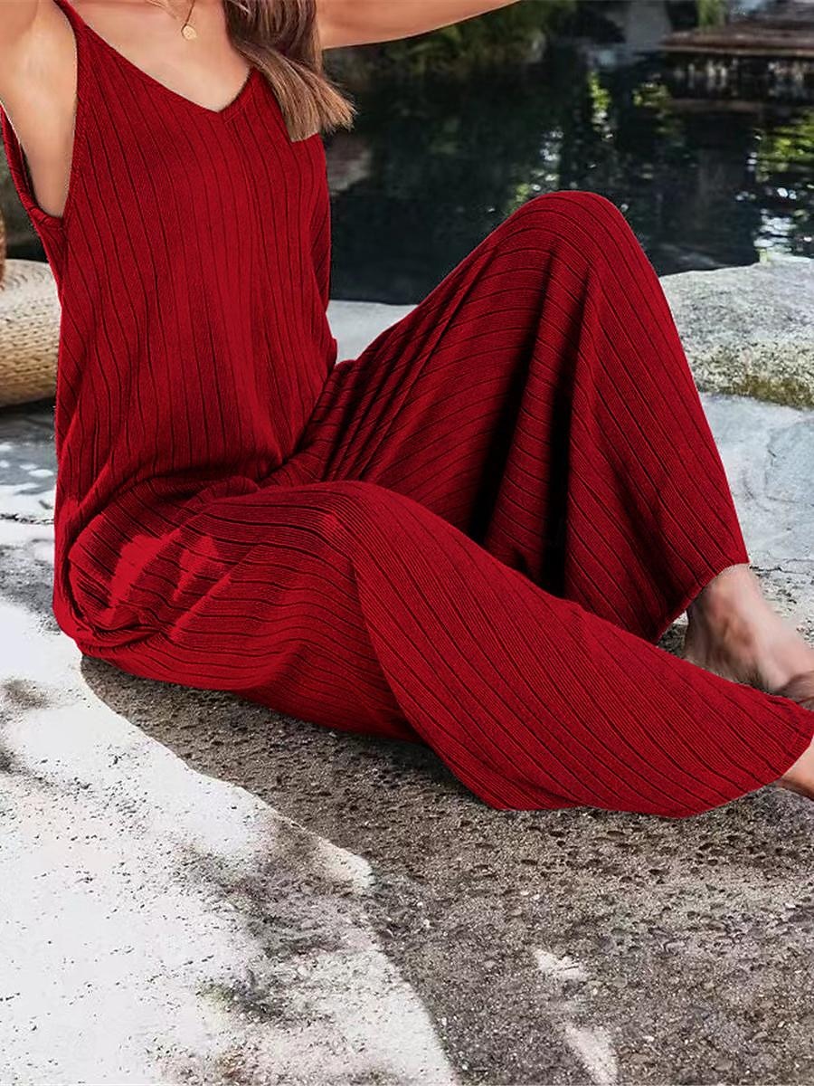 Női Szabályos Jumpsuitek Utcai sikk Tömör szín Ujjatlan V-alakú Nyitott hátú Utca Napi Normál Fekete Fehér Bor Nyár 2025 - $31.99 –P20