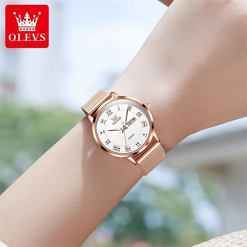 New Olevs Olevs Brand Mother's Day Gift for Women'S Watches Luminous Calendar Week Display Simple Quartz Watch Double Calendar High Value Ladies Waterproof Sports Watch 2026 - $29.99 –P14
