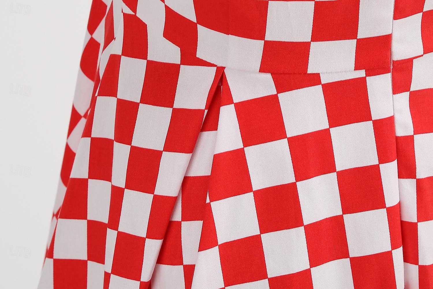 Retro 50. léta Rockabilly Houpací šaty Flare šaty Kostkovaný Dámské předvečer Všech svatých Plesová maškaráda Na den loučení se svobodou nevěsty Dospělí Šaty Šaty pro návrat domů 2025 - $41.99 –P8