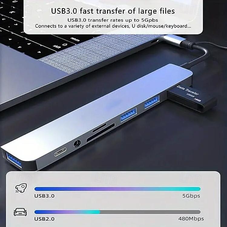 Estación de acoplamiento de 8 en 2 concentradores con conjunto de combinación de unidad flash USB 2025 - $26.99 –P18