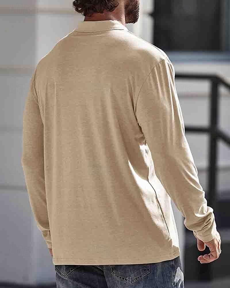 Herren Poloshirt aus Baumwolle Golfhemd Arbeit Casual Kargen Langarm Basic Modern Glatt Taste Tasche Frühling & Herbst Regular Fit Dunkelrot Wein Aprikose Dunkelgrau Wasserblau Schwarz Poloshirt aus 2025 - $18.99 –P8