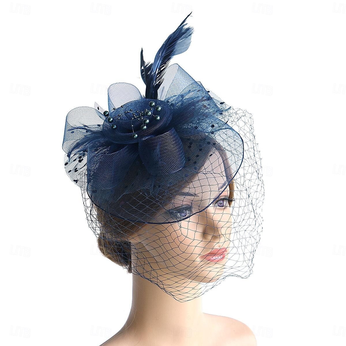 Fascinátory Klobouky Doplňky do vlasů Organza Se širší krempou Cylindr Závojový klobouk Dostih koktejl Elegantní Vinobraní S Peří Mašličky Přílba Pokrývky Hlavy 2025 - $21.99 –P8