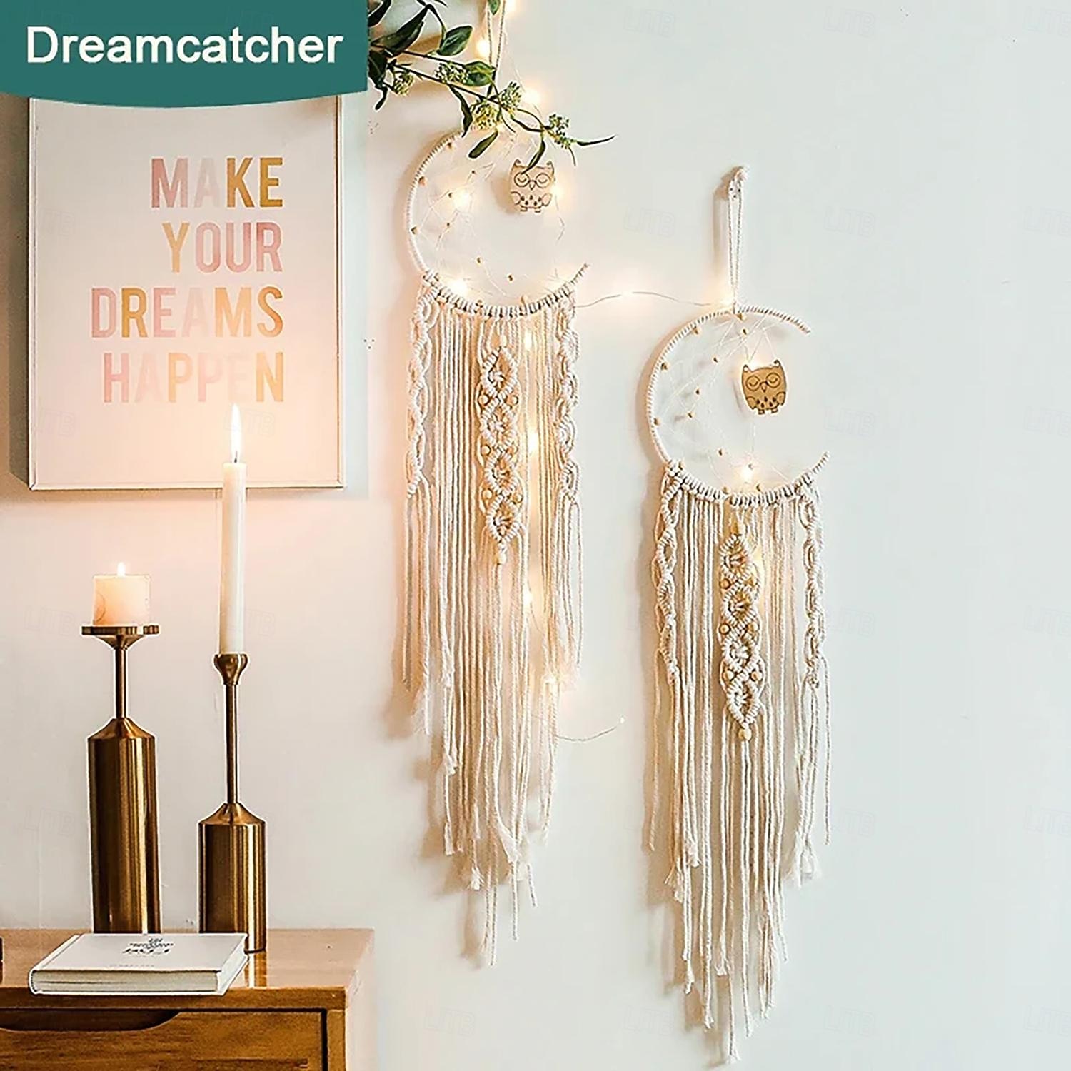 1pc Boheemse maanster dromenvangers verlichting boho macrame muuropknoping dromenvanger boho muurdecor handgemaakt geweven tapijt voor tienermeisjes jongens kinderkamer cadeau thuis appartement 2026 - $18.49 –P6
