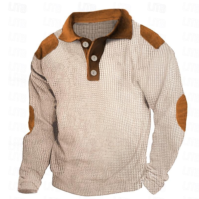 Homens Polos de botões Textura Casual Feriado Clássico Manga Longa Moda Básico Bloco de cor Secagem Rápida Verão Primavera Normal Preto Azul Marinho Escuro Caqui Cinzento Polos de botões de 2026 por $18.99 –P1