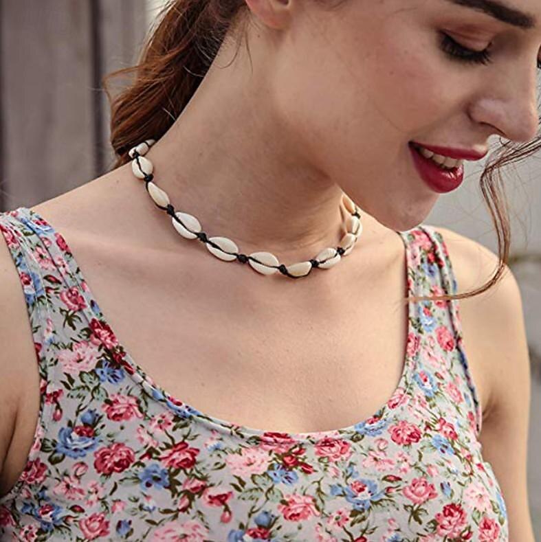 Colar de concha natural pulseira tornozeleira conjunto artesanal ajustável verão boho havaí praia concha gargantilha jóias presente para mulheres meninas de 2026 por $9.49 –P2