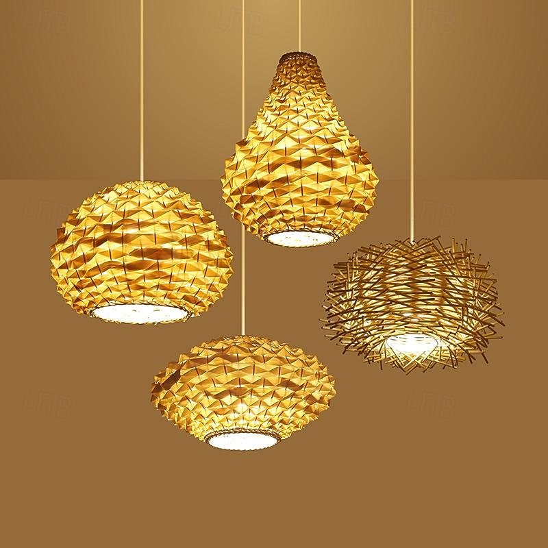 Lampe suspendue LED moderne en rotin tissé ananas, 1 lumière, 110-240v de 2025 ? $185.99 –P4