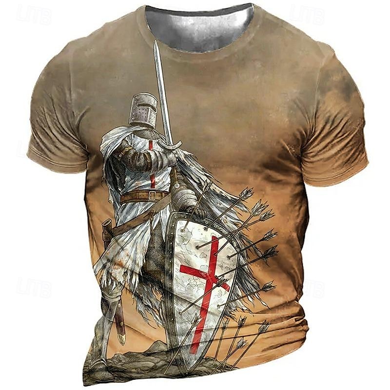 Miesten Temppeliristi Graafiset tulosteet Soldier T-paita Christian T-paidat Lyhythihainen T-paita 3D-tulostus Tiukka pyöreä kaula-aukko Paita Vintage Urheilu Suunnittelija ulko- Katu Päivittäin 2025 - $17.99 –P8